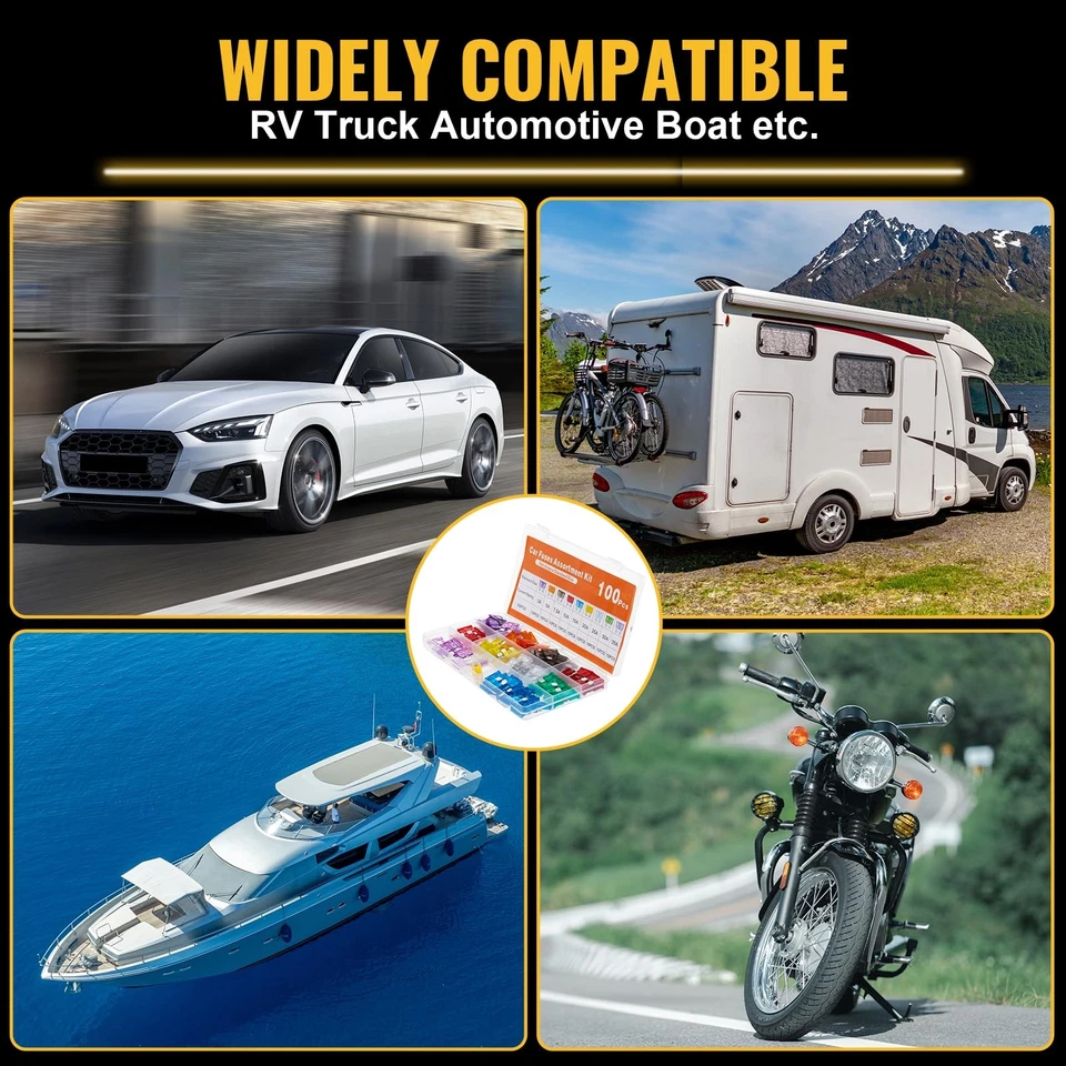 100 标准保险丝套件汽车分类标准 3A 5A 7.5A 10A 15A 20A 25A 30A 35 — 第 2/4 张图片