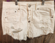 American Eagle White Button Fly Denim Jean Shorts Women Size 4 28x2 Cut Off