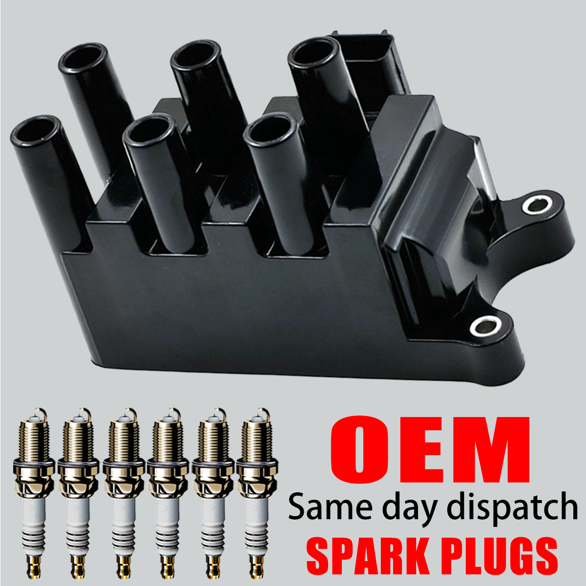 OEM Ignition Coil & Iridium Spark Plugs for Ford F-150 E-150 Mercury FD498 DG485