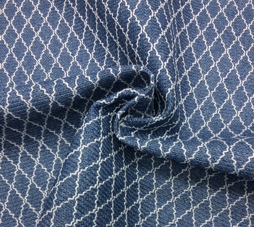 BALLARD DESIGNS MESA OCEAN FRENCH BLUE LATTICE FURNITURE FABRIC BY YARD 54"W - Picture 5 of 6