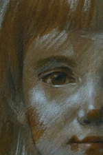 Beautiful Antique Portrait Painting Of A Young Girl Signed M. Bertin