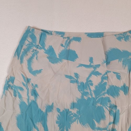 Alberta Ferretti Women's Silk Skirt Sz 4 Gray Blue Tropical Knee Length Side Zip - Picture 9 of 9