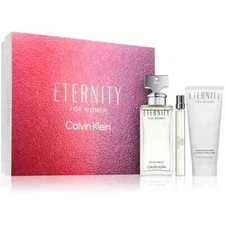Calvin Klein Eternity Set 3.3oz EDP Spray + 3.3oz Body Lotion + .33oz EDP Mini