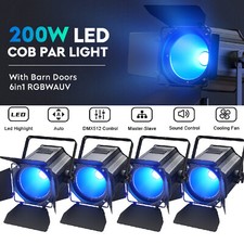 4pcs 200W COB LED Par Light DMX RGBWA UV Halloween Audience Blinder Light Cover