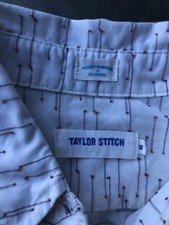 Taylor Stitch Vintage Striped Pattern Shirt sz Medium Beige Made in USA