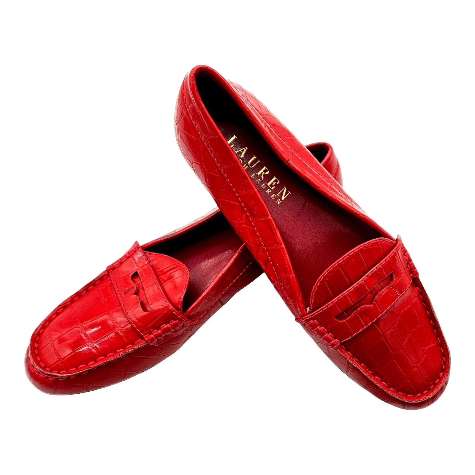 Parte superior informal de cuero patentado para mujer Lauren Ralph Lauren