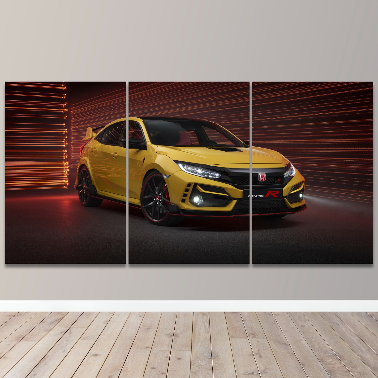 Honda Civic Racing Cars Super Luxury 3 Piece Canvas Wall Art Print Home Decor