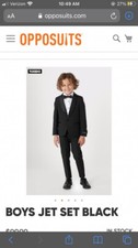BOYS BLACK TUX SUIT OPPOSUITS SIZE 6