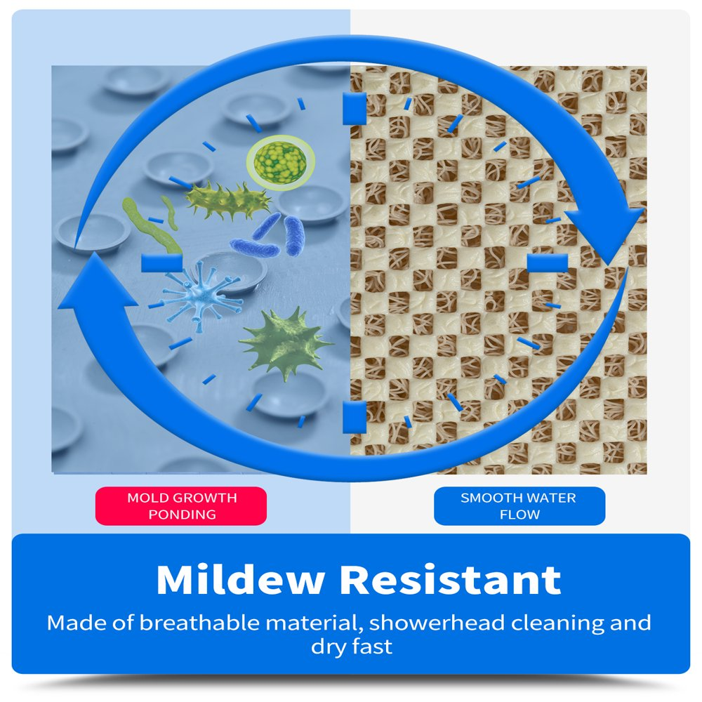 Montvoo Shower Mats for Bathtub 20"X32" Non Slip Bathtub Mat PVC Loofah