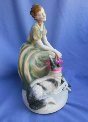 BORZOI LADY GERMANY FASOLD STAUCH 9'' DOG FIGURINE marked