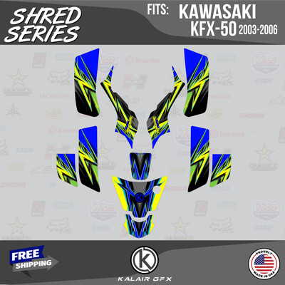 Graphics Kit for Kawasaki ATV KFX50 (2003-2006) Shred - BLUE