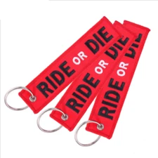 3x Keychains Key Rings Embroidered Luggage Tag RIDE or DIE Key Ring Key Chains