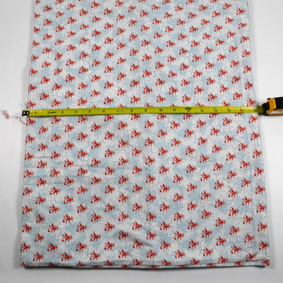 Bohemian Manor In The Beginning Jason Yenter Red Floral on Blue Quilting Cotton - Image 2 of 2