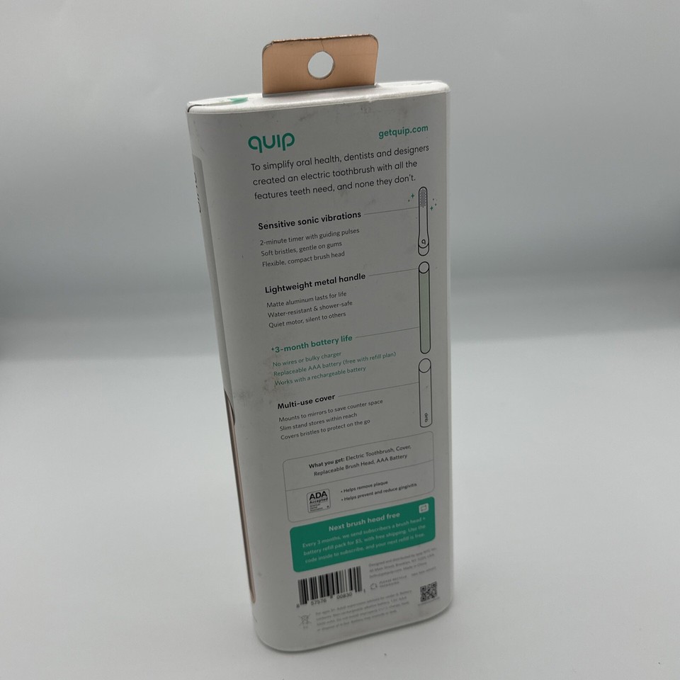 QUIP ELECTRIC TIMED SONIC VIBRATING BRISTLES TOOTHBRUSHCOPPER METAL