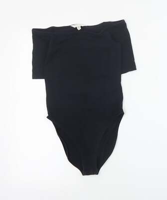 Miss Selfridge Damen schwarz Baumwollmischung Body Einteiler Größe 6 L8 in