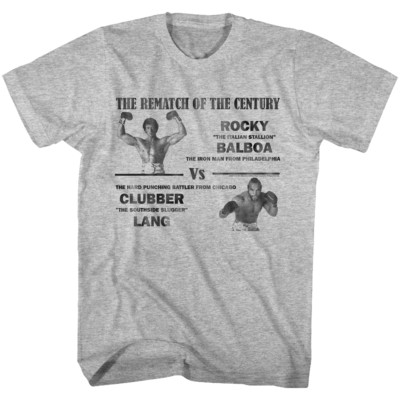 Rocky Tall T-Shirt Rematch Of The Century VS Clubber Lang Gray Heather Tee