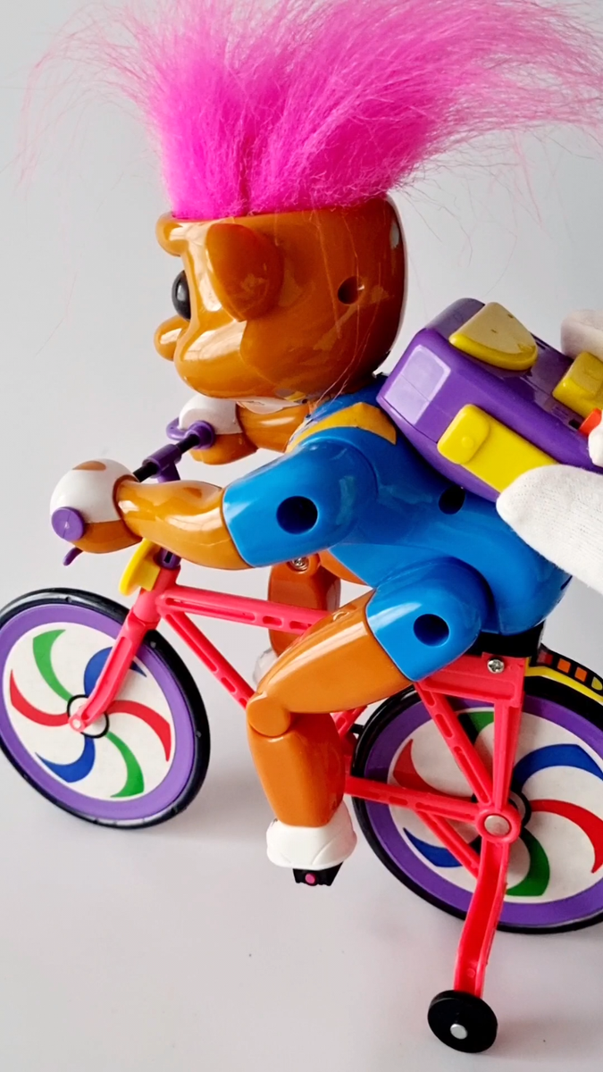Lucky troll doll toy with bike vintage 1990s collectibles dolls