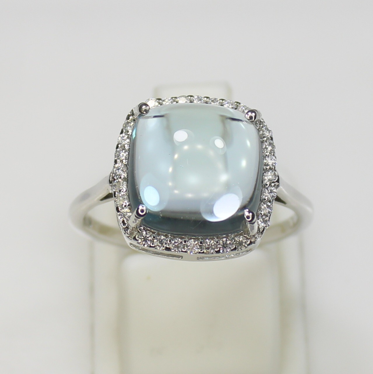 Natural Blue Topaz And Moissanite Ring With 925 Sterling Silver In All Sizes