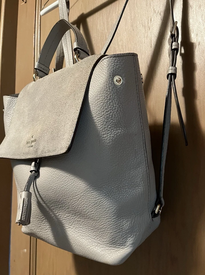 Mochila Kate Spade Hayes Street Thunder Cloud cuero/gamuza borla venta al por menor $358 Foto 4 de 4