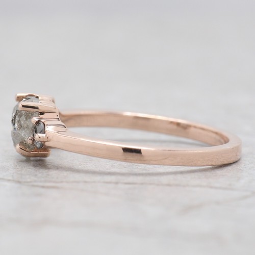 0.69 Ct Heart Salt And Pepper Diamond Ring 14K Rose Gold Engagement Gift Ring - Picture 3 of 8