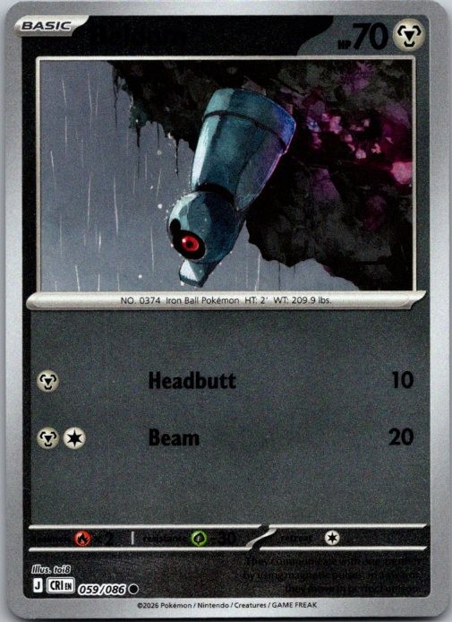 Beldum Reverse Holo Common ME04: Chaos Rising 059/086 NM