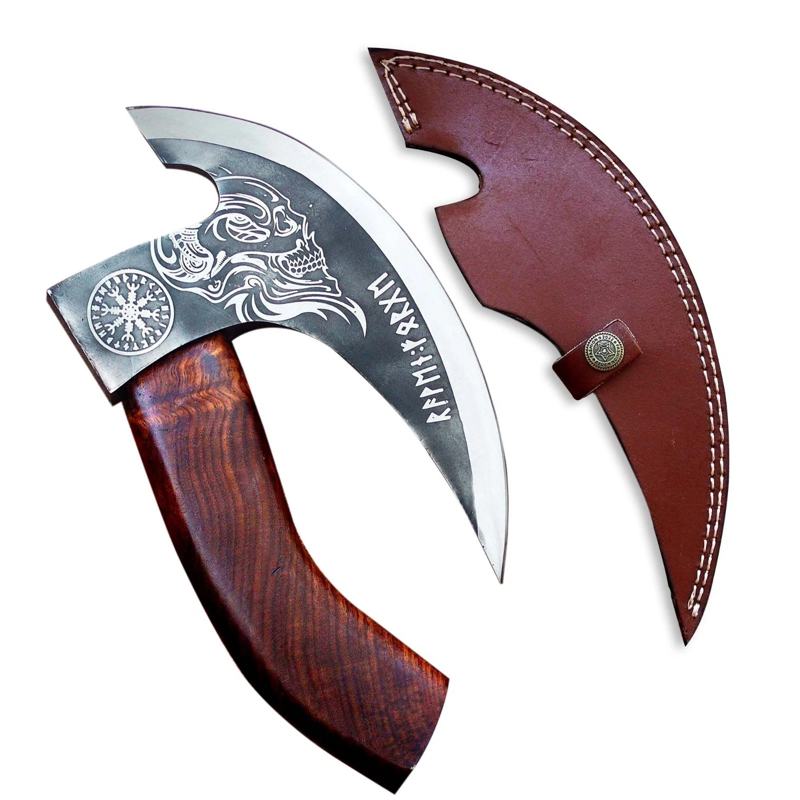 Viking Pizza Cutter Axe Handmade Carbon Steel Custom Hatchet Tomahawk # B-477
