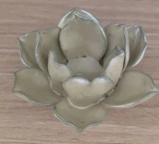 Vtg Ceramic Lotus Blossom Votive Candle Holder In Light Green
