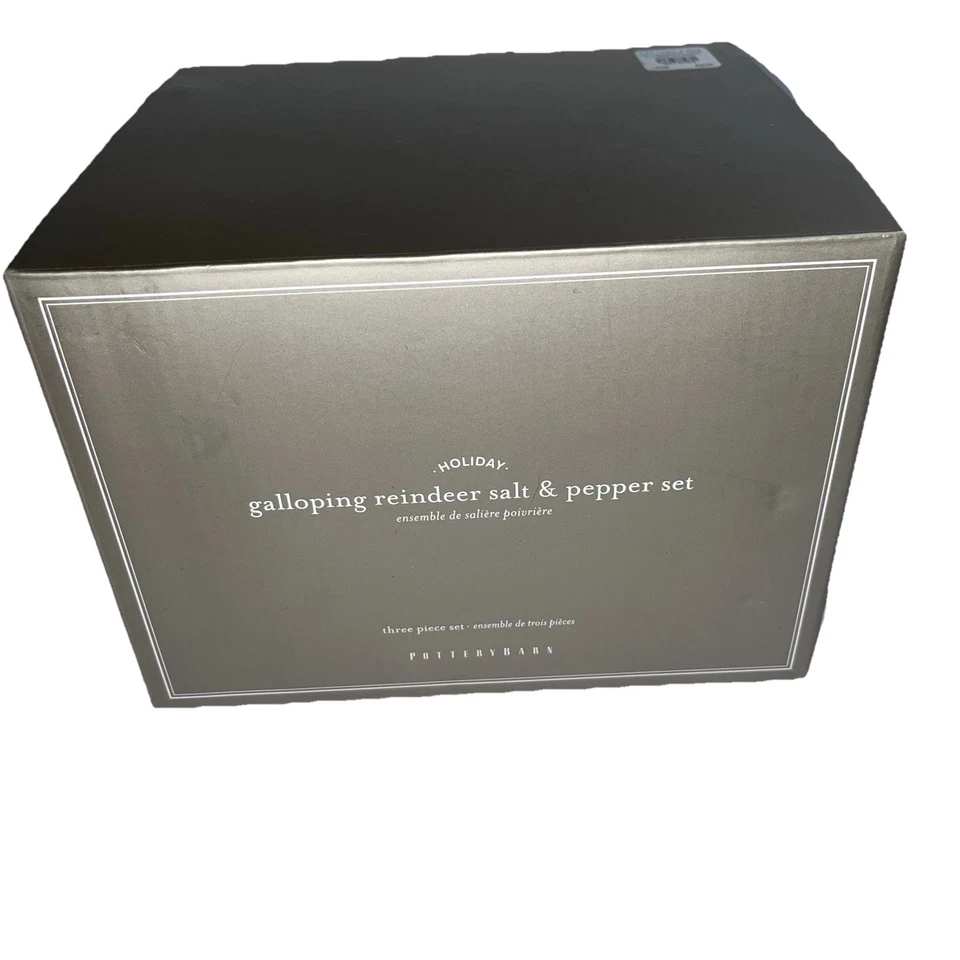 Pottery Barn Flying Reindeer Salt & Pepper Shakers Stand Set Christmas - Image 2 of 4