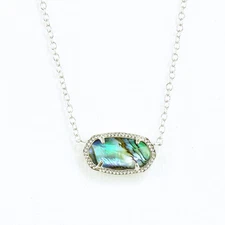 NWT Kendra Scott Elisa Abalone Shell Short Necklace Silver Tone