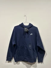 Nike Men Sportswear Club Fleece Pull-Over Hoodie Navy Blue Size Large NWT