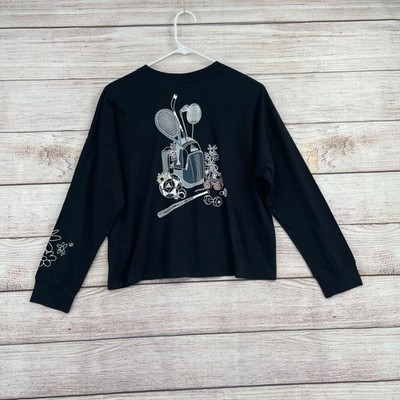 Adidas Play What You Love Long Sleeve Crew Neck T-Shirt Youth Girl's L Black NEW