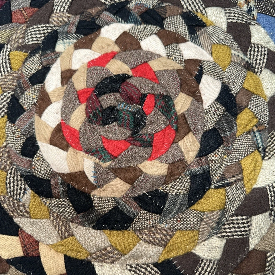 Antique Round 14” Braided Table Mat Shaker Amish Folk Art Handmade #102 - Image 3 of 4