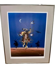 Rance Hood Signed “Coup Stick”  Lithograph RARE American Indian Heritage 326/500
