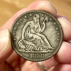 1858-O Seated Liberty Half Dollar – New Orleans Mint – 90% Silver – Fine (F) Det