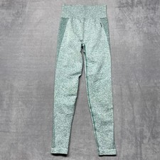 Gymshark Seamless Leggings Womens 22 Green Logo Skinny Leg Elastic Waist Pull On