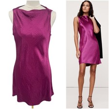 New Banana Republic Crinkle-Satin Shift Dress In Berry Purple (pink) Sz M