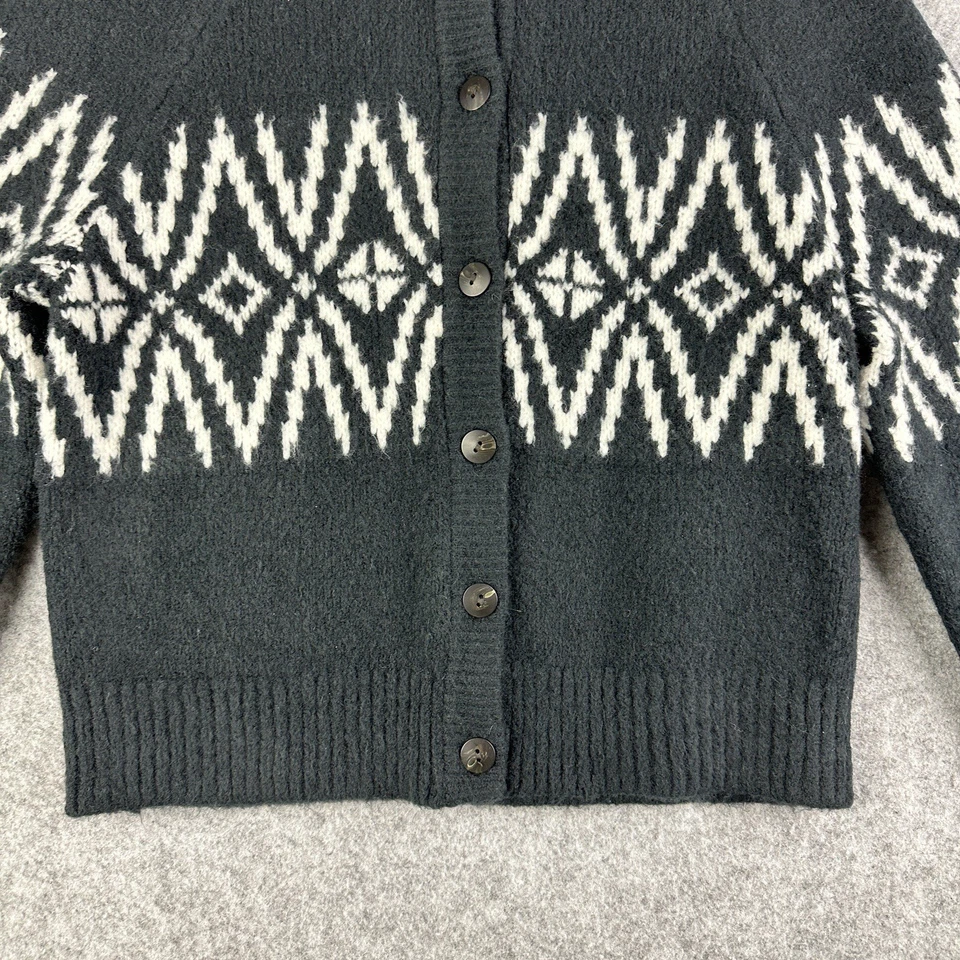 Cárdigan Suéter Abercrombie & Fitch Fair Isle para Mujer XS Negro Nórdico Crew Boho Foto 3 de 4