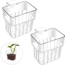 2PCS Clear Aquarium Plant Holder Hanging Pot Aquatic Planter Fish Tank Decor
