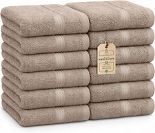 Luxe 12-Piece Washcloth Set - 100 Cotton, Soft Absorbent, Easy Care, Premium