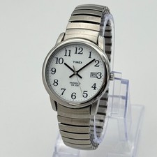 Men's TIMEX Easy Reader Silver Tone 35mm Expansion Band Watch, Indiglo, T2H451