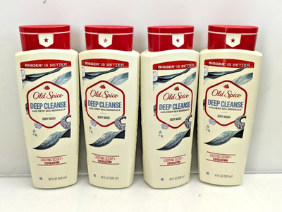 4PK Old Spice Deep Cleanse Deep Sea Minerals Men's Body Wash Exfoliate 18 fl oz