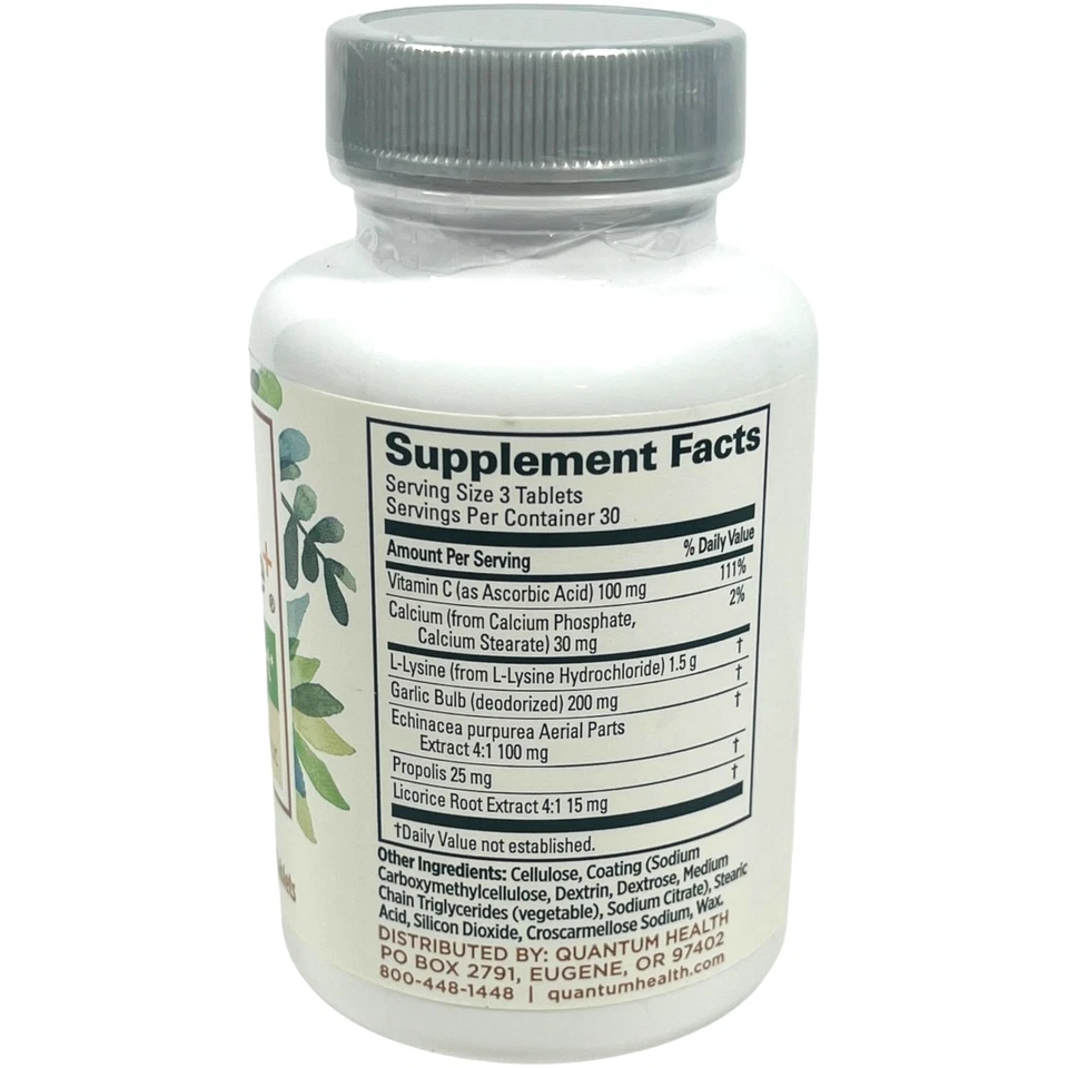 Quantum Health Sistema Inmunológico Super Lisina 90 Comprimidos Sin Leche - EX 07/27 Foto 2 de 4