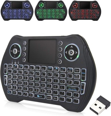 EASYTONE Backlit Mini Wireless Keyboard with Touchpad Mouse Combo Black 