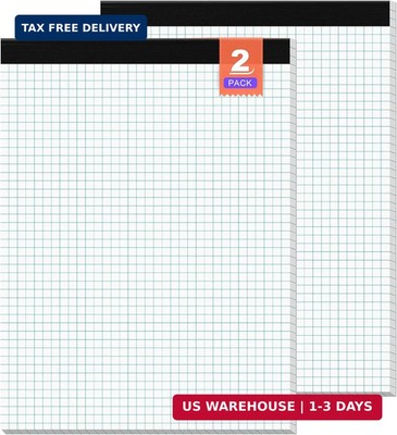 Graph Paper, Grid Paper 8.5 x 11 Graph Paper Pad, [2 Pack] Quad Ruled Grid Paper
