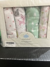 4 X Cloud Island Flannel Blankets Forest Theme - Multicolor 30 X 30 NEW B51