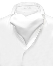 Vesuvio Napoli ASCOT Solid WHITE Color Cravat Mens Neck Tie
