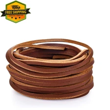 Flat Genuine Leather Strip Cord Braiding String Crafts Shoelace Tan 3mm 5 Yards