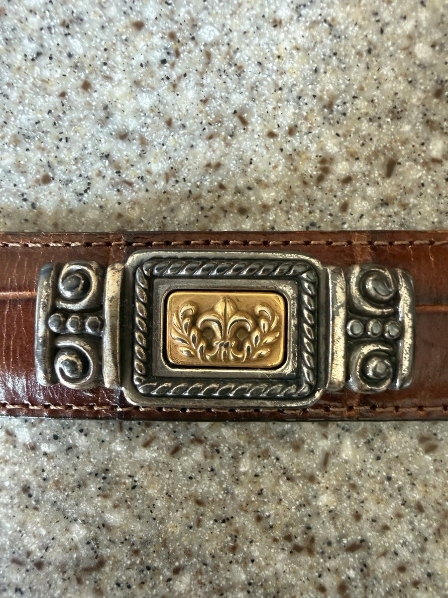 Brighton Brown Croc Embossed Leather Belt Museum Collection  display picture 1