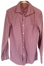 Arizona Jean Company Plaid Shirt Button Up  Rust Blue Long Sleeve Mens Med READ