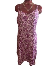 WOMEN'S GAP FLORAL PURPLE 4 BUTTON FRONT  DRESS - SIZE LARGE L -SHORT